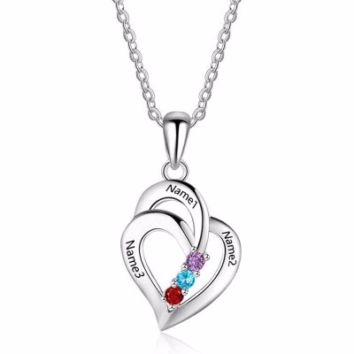 Collana con ciondolo con nome a forma di cuore per 3 collane significative da donna