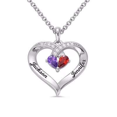 Collana con pietra portafortuna incisa per sempre insieme