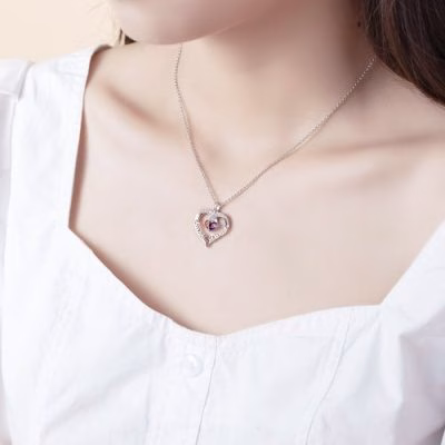 Collana con pietra portafortuna incisa per sempre insieme