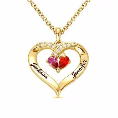 Collana con pietra portafortuna incisa per sempre insieme