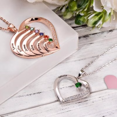 [Vendita calda] Collana con 1-6 nomi di pietre portafortuna in argento sterling 925