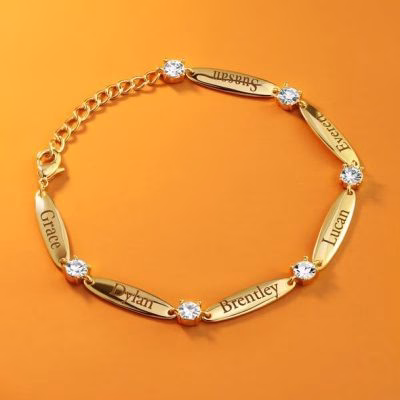 Bracciale personalizzato con barra con nome di famiglia di diamanti