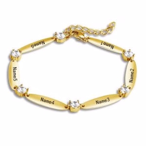 Bracciale personalizzato con barra con nome di famiglia di diamanti