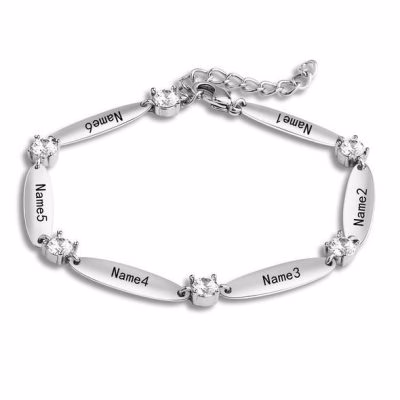 Bracciale personalizzato con barra con nome di famiglia di diamanti