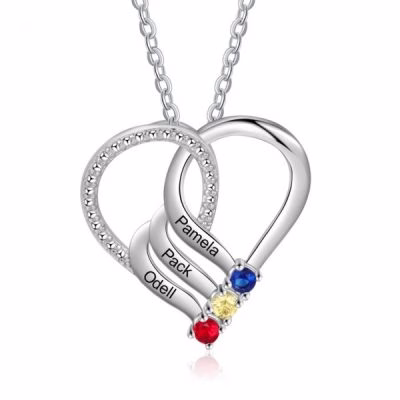 3-2.jpg Collana in argento sterling Collana con 2-6 nomi di pietre portafortuna