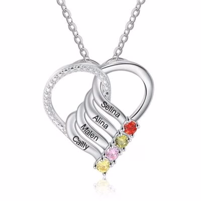 4-1.jpg Collana in argento sterling Collana con 2-6 nomi di pietre portafortuna