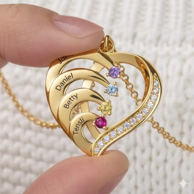 4name.jpg Collane con pietre portafortuna a forma di cuore in argento sterling 925
