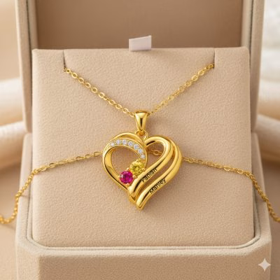 Collana Two Hearts Forever One con pietre portafortuna