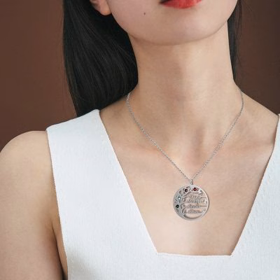 H195055b757b34dd080b6dcafc439c58fH.jpg Collana personalizzata con nome dell'albero genealogico Collana con pietre portafortuna