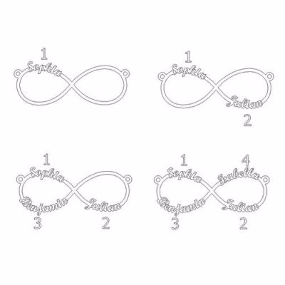 Collana Infinity con 4 nomi con placcatura in oro