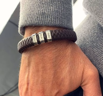 Bracciale personalizzato in pelle da uomo di fascia alta