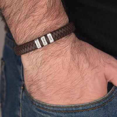 Bracciale personalizzato in pelle da uomo di fascia alta