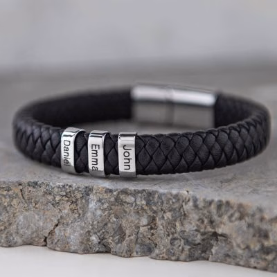 Bracciale personalizzato in pelle da uomo di fascia alta