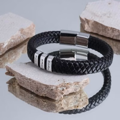 Bracciale personalizzato in pelle da uomo di fascia alta