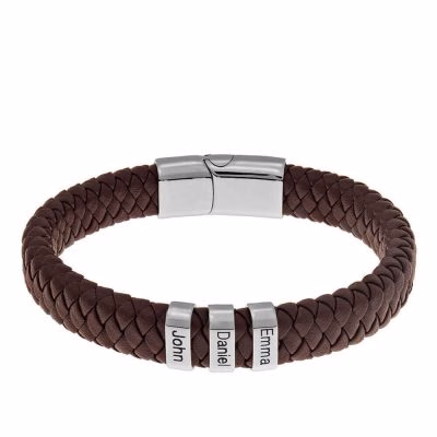 Bracciale personalizzato in pelle da uomo di fascia alta