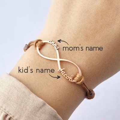 Mum-bractlet.jpg Bracciale infinito personalizzato da donna in argento sterling 925