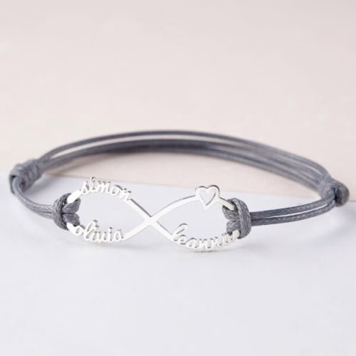 Bracciale infinito personalizzato da donna in argento sterling 925