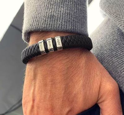 Bracciale personalizzato in pelle da uomo di fascia alta