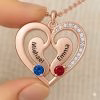 bi-rose.jpg Collana con ciondolo a cuore personalizzato con nomi incisi e pietre portafortuna