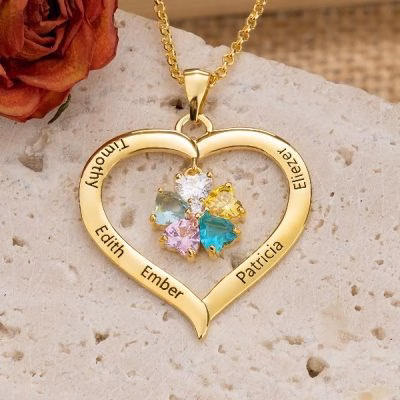 Collana personalizzata con pietra portafortuna a cuore con incisione