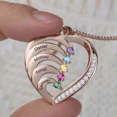 [Vendita calda] Collana con 1-6 nomi di pietre portafortuna in argento sterling 925
