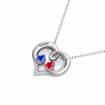 Collana con pietre portafortuna con cuore inciso per sempre amore