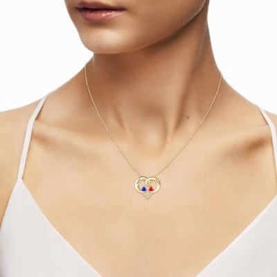 Collana con pietre portafortuna con cuore inciso per sempre amore