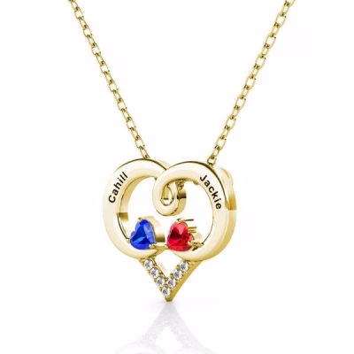 Collana con pietre portafortuna con cuore inciso per sempre amore