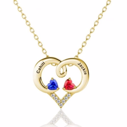 Collana con pietre portafortuna con cuore inciso per sempre amore