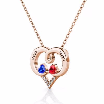 Collana con pietre portafortuna con cuore inciso per sempre amore