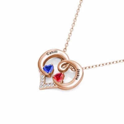 Collana con pietre portafortuna con cuore inciso per sempre amore