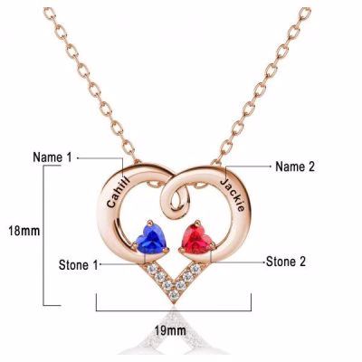 Collana con pietre portafortuna con cuore inciso per sempre amore