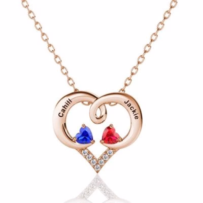 Collana con pietre portafortuna con cuore inciso per sempre amore