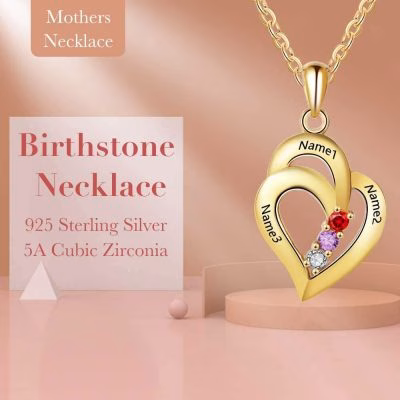 Collana con ciondolo con nome a forma di cuore per 3 collane significative da donna