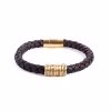 Bracciale personalizzato in argento sterling da uomo a filo singolo in pelle spessa