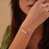 Bracciale con nome in argento sterling 925 personalizzato con pietra portafortuna