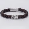 Bracciale personalizzato in argento sterling da uomo a filo singolo in pelle spessa