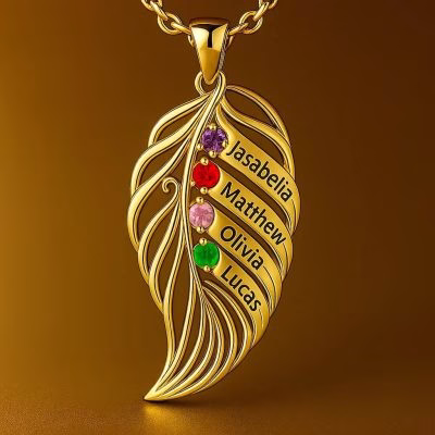 piuma dello stesso lignaggio Collana con pietra portafortuna incisa della famiglia