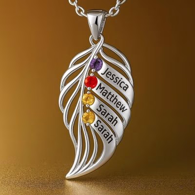 piuma dello stesso lignaggio Collana con pietra portafortuna incisa della famiglia
