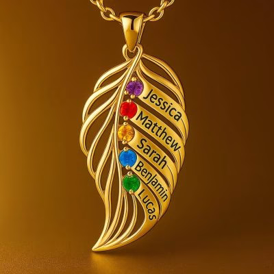 piuma dello stesso lignaggio Collana con pietra portafortuna incisa della famiglia