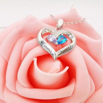 Collana con pietra portafortuna incisa per sempre insieme