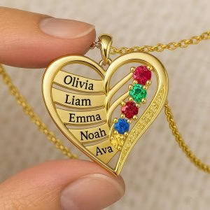 Collana familiare in argento 925 con nuova opera d'arte personalizzata
