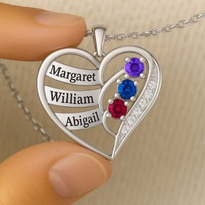 Collana familiare in argento 925 con nuova opera d'arte personalizzata
