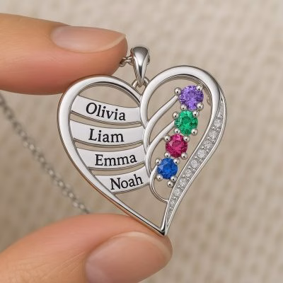 Collana familiare in argento 925 con nuova opera d'arte personalizzata