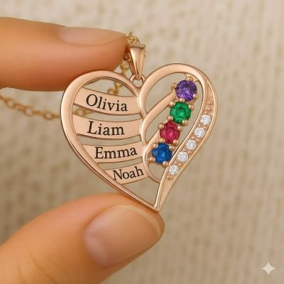 Collana familiare in argento 925 con nuova opera d'arte personalizzata