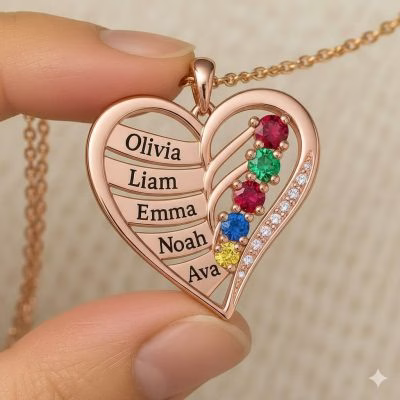 Collana familiare in argento 925 con nuova opera d'arte personalizzata