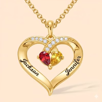 Collana con pietra portafortuna incisa per sempre insieme