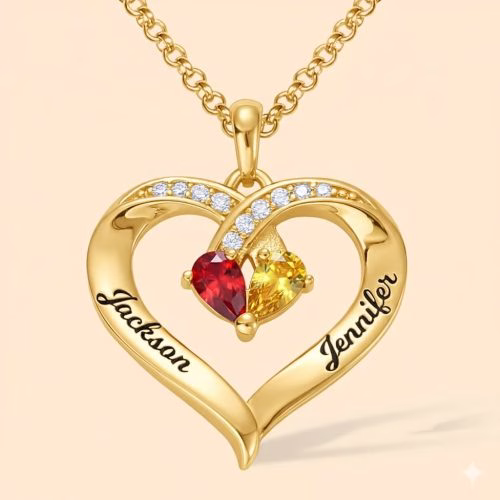 Collana con pietra portafortuna incisa per sempre insieme