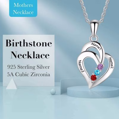Collana con ciondolo con nome a forma di cuore per 3 collane significative da donna