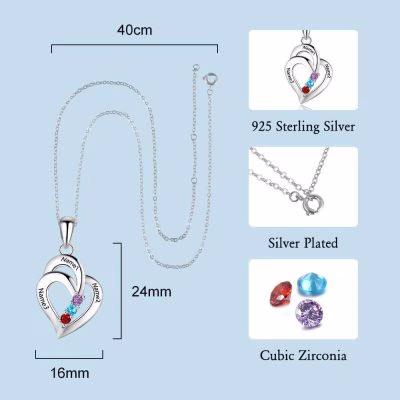 Collana con ciondolo con nome a forma di cuore per 3 collane significative da donna
